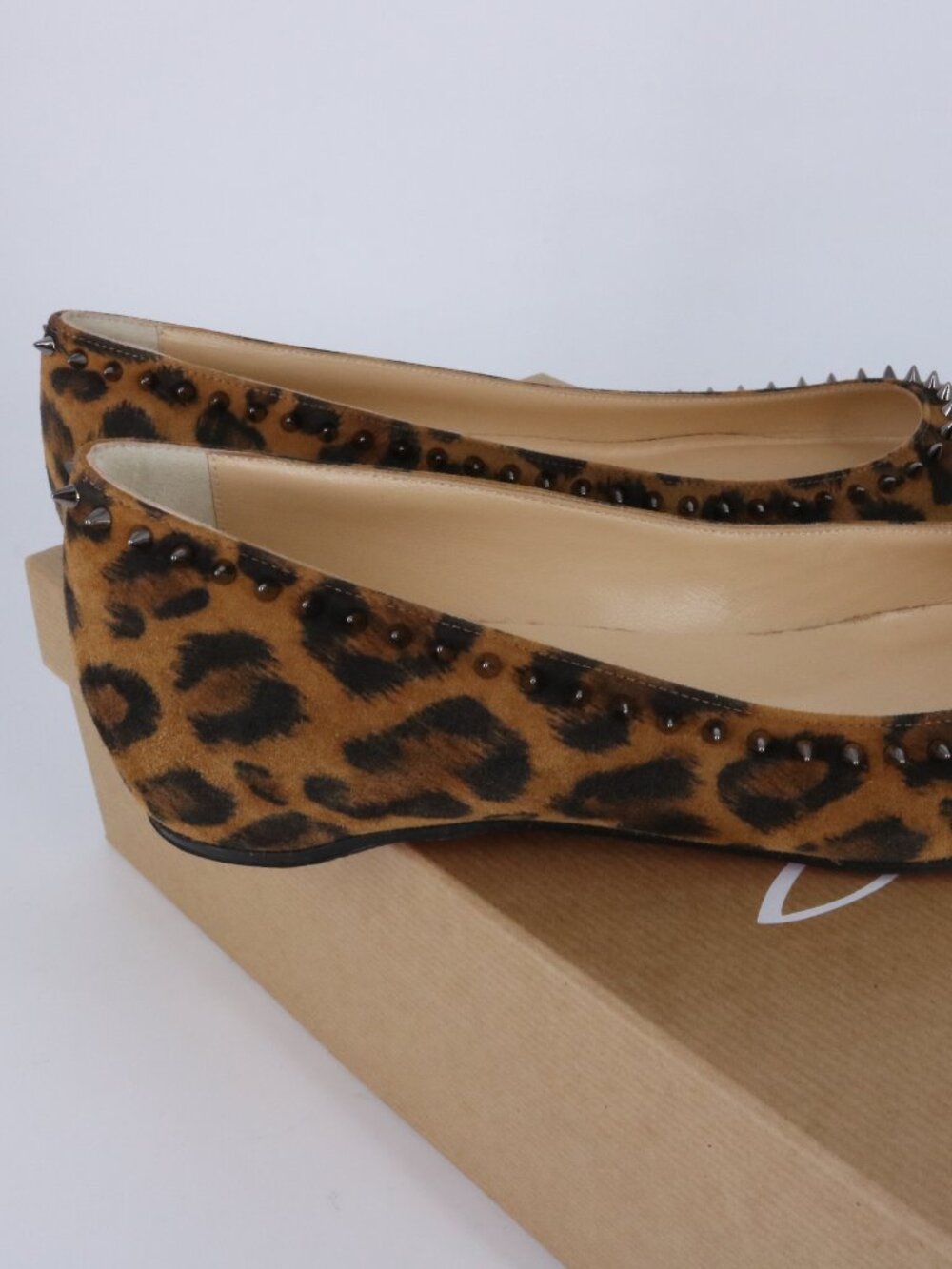 christian louboutin 36.5 leopard print anjalina flat kitty spiked flat D268 - Picture 5 of 16